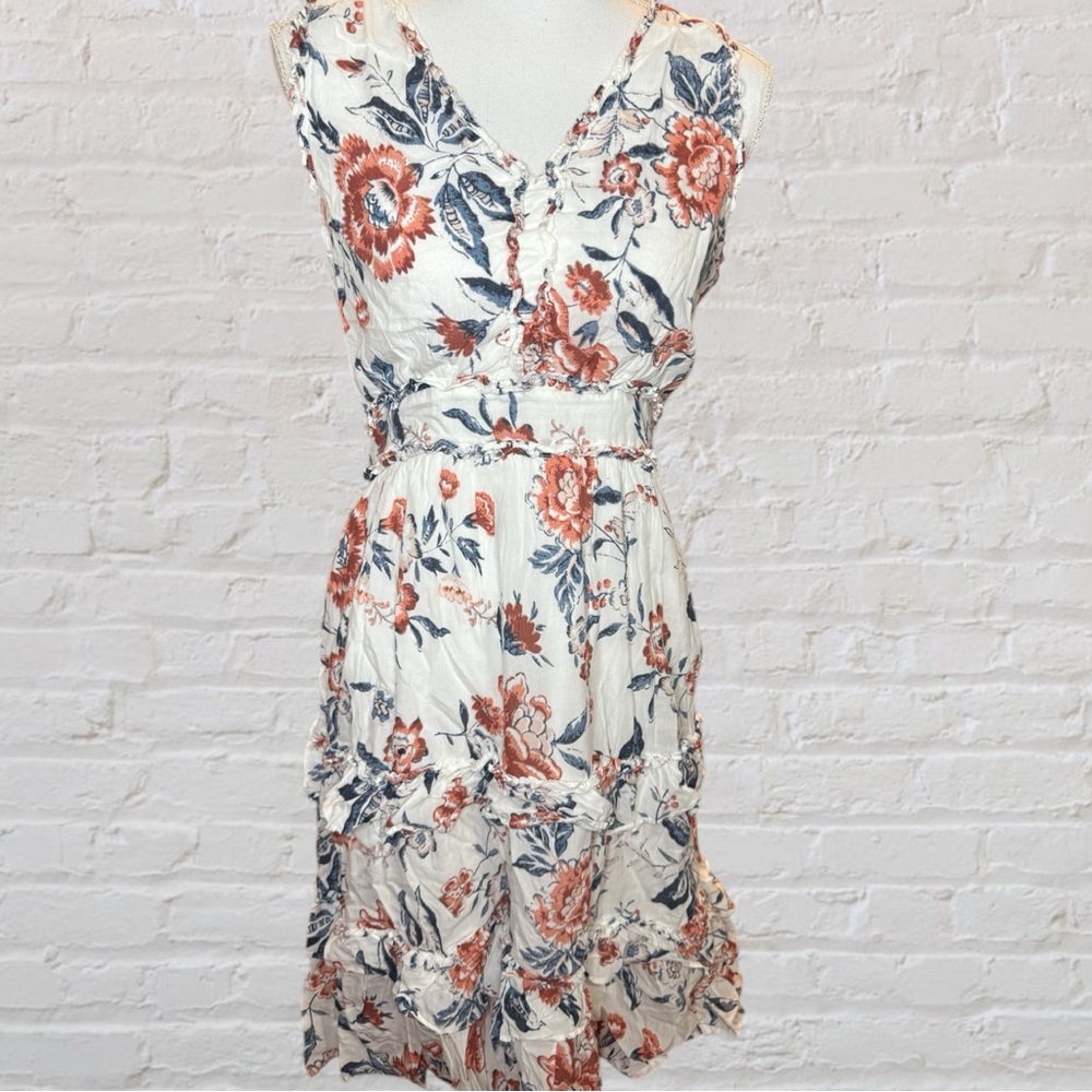 Lucky Brand Floral Mini Dress - White and Red